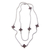 Garnet flower long necklace, 'Red Frangipani' - Floral Sterling Silver and Garnet Necklace thumbail