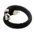 Men's onyx and leather bracelet, 'Owl Power' - Men's Sterling Silver and Leather Wrap Bracelet (image 2b) thumbail