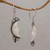 Garnet dangle earrings, 'Natural Moonlight' - Garnet and Silver Crescent Moon Dangle Earrings from Bali (image 2b) thumbail