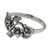 Sterling silver flower ring, 'Siam Bouquet' - Flower and Leaf Sterling Silver Band Ring from Thailand (image 2b) thumbail