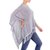 Cotton poncho, 'Grey Lattice' - Natural and Upcycled Cotton Grey Poncho Woven By Hand (image 2b) thumbail