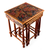 Cedar and leather accent tables, 'Paradise' (set of 3) - Colonial Wood Leather Side Table (Set of 3) (image 2c) thumbail
