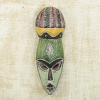 Nigerian wood mask, 'God's Gift' - Unique Nigerian Wood Mask