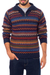 Men's 100% alpaca sweater, 'Mountain Life' - Men's 100% Alpaca Wool Striped Zip Collar Pullover Sweater thumbail