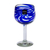 Wine glasses, 'Blue Ribbon' (large, set of 6) - Handblown Recycled Glass Striped Wine Goblets Set of 6