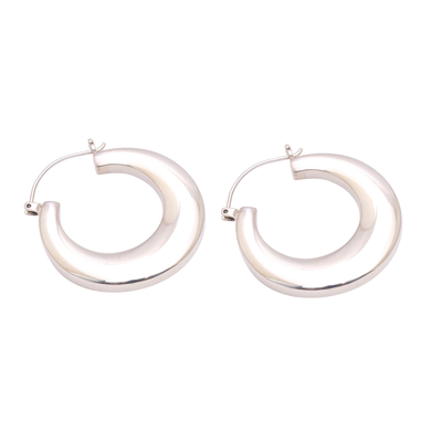 Sterling silver hoop earrings, 'Flashy Elegance' - Sterling Silver Hoop Earrings Crafted in Bali