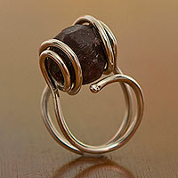 Garnet cocktail ring, 'Grounds for Love' - Garnet cocktail ring