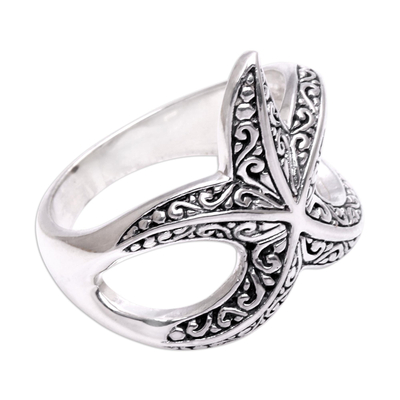 Sterling silver cocktail ring, 'Bali Starfish' - Sterling Silver Starfish Cocktail Ring from Bali
