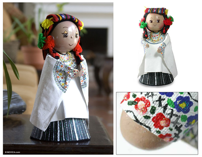 Pinewood and cotton display doll, 'Coban' - Pinewood and cotton display doll