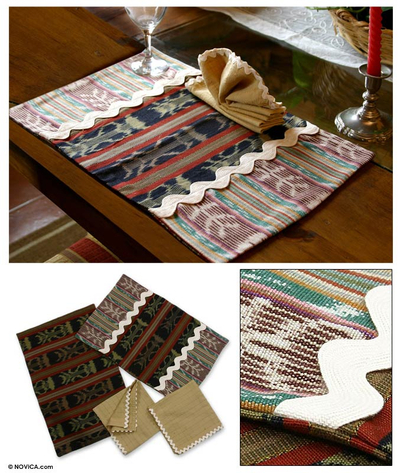 Cotton placemats and napkins, Tikal Treasure (pair)