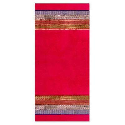 Silk wall hanging, 'Royal Red' - Red Silk Wall Hanging from Thailand