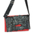 Cotton and recycled bicycle tire shoulder bag, 'Wild Eco Ruby' - Cotton and Recycled Bicycle Tire Shoulder Bag