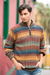 Men's 100% alpaca sweater, 'Voyager' - Peruvian 100% Alpaca Men's Zip-Turtleneck Hand Knit Sweater (image 2) thumbail