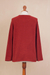 Pima cotton cardigan, 'Warm Grace in Crimson' - Knit Pima Cotton Cardigan in Crimson from Peru (image 2d) thumbail