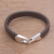Leather braided wristband bracelet, 'Bold Claw in Brown' - Leather Braided Wristband Bracelet in Brown from Bali (image 2c) thumbail