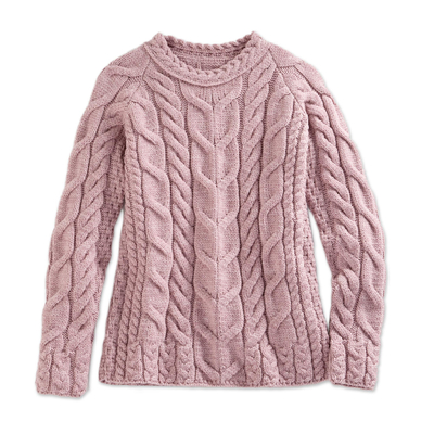 Wool sweater, 'Irish Rose' - Irish Rose Raglan Sweater