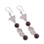 Garnet dangle earrings, 'Nazca Duo' - Garnet and Silver Nazca Parrot Spider Dangle Earrings