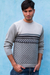 Suéter de hombre 100% alpaca - Jersey tipo pulóver de alpaca gris para hombre