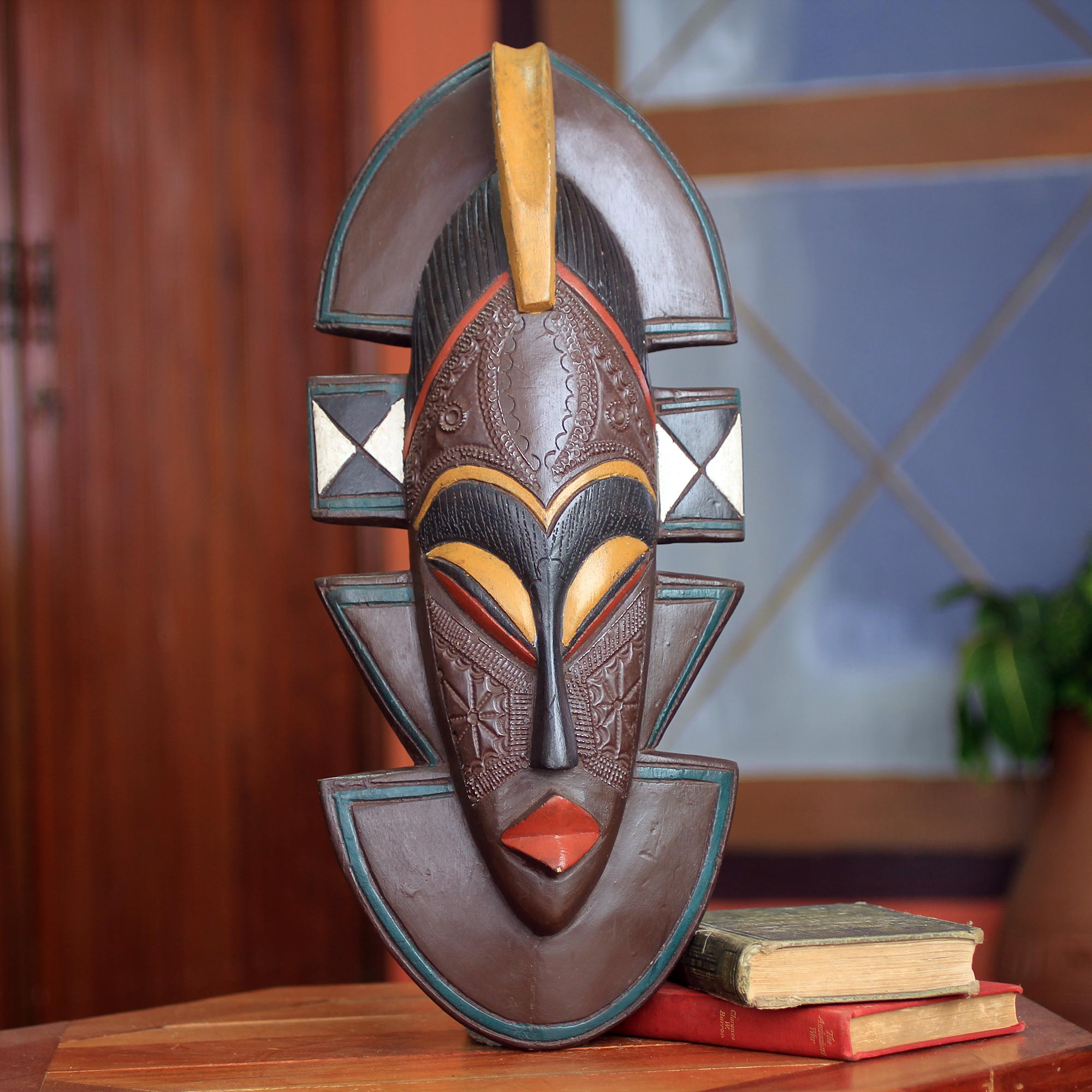 Original African Wood Mask Carved By Hand Kekewa Novica 6832