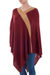 Poncho, 'Burgundy and Tan Beam of Light' - Peruvian Knit Bohemian Drape Poncho in Burgundy and Camel