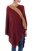 Poncho, 'Burgundy and Tan Beam of Light' - Peruvian Knit Bohemian Drape Poncho in Burgundy and Camel