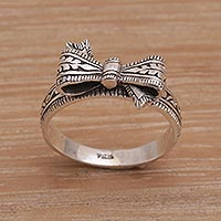 Sterling silver cocktail ring, 'Celuk Bow'