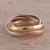 Sterling silver, copper, and brass band ring, 'Classic Trio' - Sterling Silver Copper and Brass Band Ring from India (image 2) thumbail