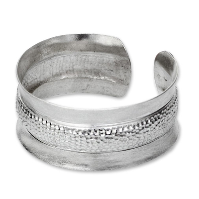 Sterling silver cuff bracelet, 'Eccentric' - Hammered Sterling Silver Cuff Bracelet