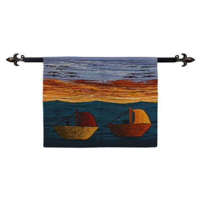 Wool tapestry, 'Peruvian Coast' - Wool tapestry