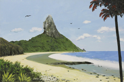 'Conception Beach' - Signed Impressionist Beach Scene Painting from Brazil