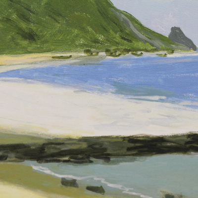 'Conception Beach' - Signed Impressionist Beach Scene Painting from Brazil
