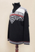 Men's 100% alpaca sweater, 'Midnight Snow' - Black and White Men's Zipper Turtleneck 100% Alpaca Sweater (image 2d) thumbail