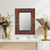 Reverse-painted glass wall mirror, 'Floral Medallions in Scarlet' - Floral Reverse-Painted Glass Mirror in Scarlet from Peru (image 2) thumbail