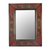 Reverse-painted glass wall mirror, 'Floral Medallions in Scarlet' - Floral Reverse-Painted Glass Mirror in Scarlet from Peru thumbail
