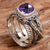 Gold accented amethyst cocktail ring, 'Spectacular Purple' - Gold Accented Sterling Silver and Amethyst Cocktail Ring