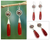 Agate and garnet dangle earrings, 'Jaipuri Kiss' - Hand Made Sterling Silver and Agate Dangle Earrings