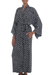 Rayon robe, 'A Thousand Swirls' - Black and White Rayon Robe from Indonesia