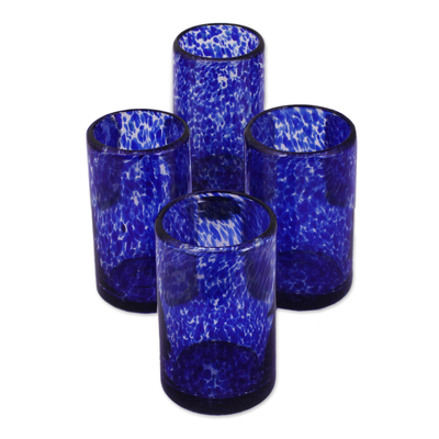 Unique Handblown Glass Water Tumblers Drinkware (Set of 6) - Marine