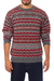 Men's 100% alpaca sweater, 'Ice Fire' - Men's Alpaca Wool Pullover Sweater thumbail
