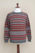 Men's 100% alpaca sweater, 'Ice Fire' - Men's Alpaca Wool Pullover Sweater