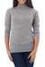 Alpaca blend sweater, 'Zigzag Parallels' - Patterned Grey Alpaca Blend Long Sleeve Turtleneck Sweater