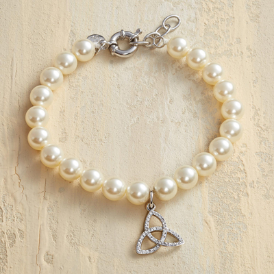 Swarovski crystal pearl charm bracelet, Eternal Trinity