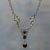 Onyx and garnet Y necklace, 'Arabesque Heart' - Hand Made Sterling Silver and Onyx Y Necklace