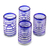 Vasos de vidrio soplado, (juego de 4) - Juego de 4 vasos de vidrio reciclado soplado a mano con rayas azules