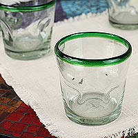 Juice glasses, 'Lime Freeze' (set of 4) - Handblown Glass Recycled Tumbler Juice Glasses Set of 4