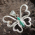 Chrysocolla heart pendant, 'Love Butterfly' - Heart Shaped Silver Chrysocolla Butterfly Pendant