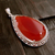 Agate pendant, 'Bright Hope' - Orange-Red Agate Pendant in Sterling Silver