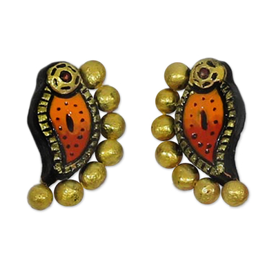 Ohrhänger aus Keramik - Traditionelle indische handgefertigte Terrakotta-Ohrringe