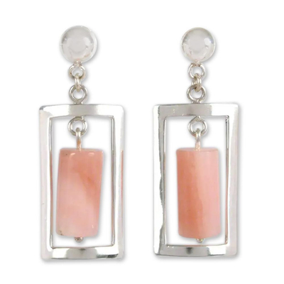 Pink opal dangle earrings, 'Whisper' - Andean Pink Opal Dangle Earrings