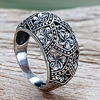 Sterling silver flower ring, 'Frangipani Mystique'